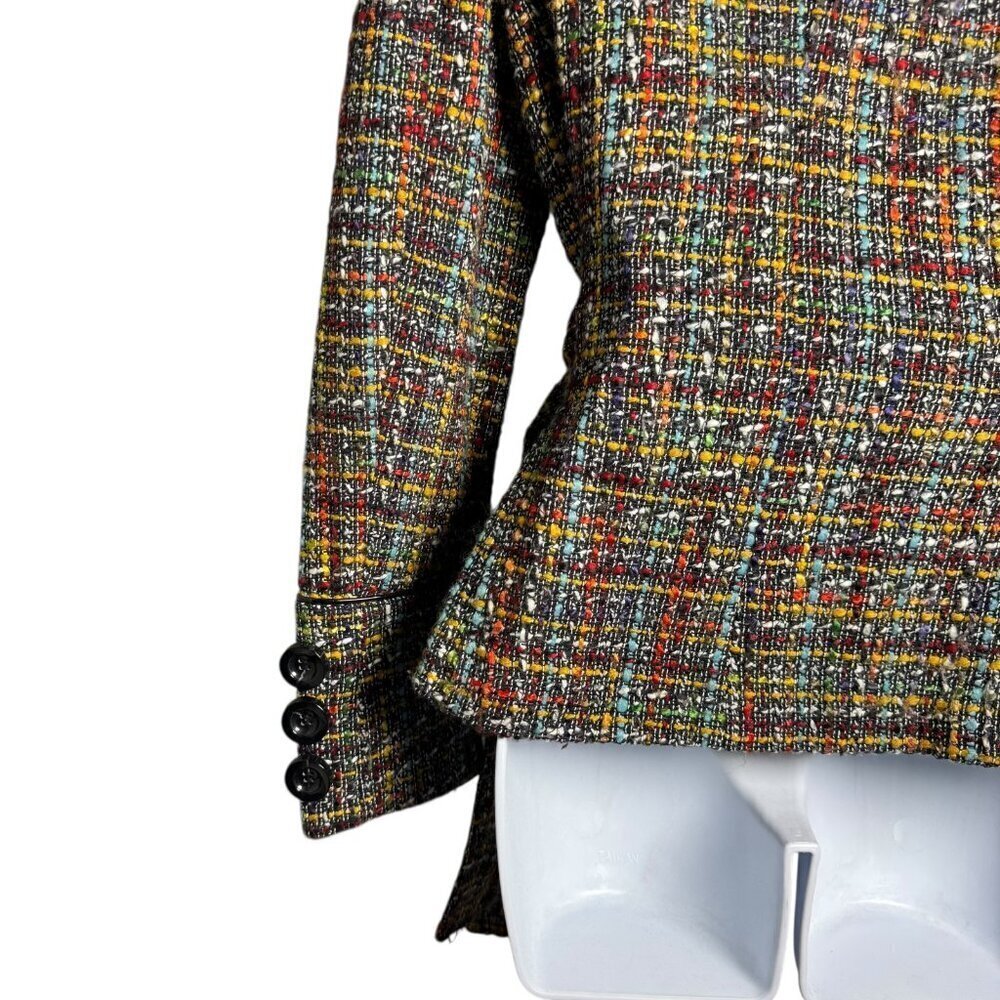 Zara Women’s Multicolor Tweed Belted Jacket Size Medium Made in Spain - Picture 9 of 11